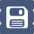 Blue icon with floppy disk.