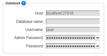 Screenshot of Database settings when MongoDB option is selected