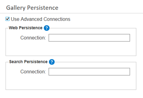 Screenshot of gallery persistence settings with Used Advanced Connections option selected
