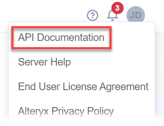 Select the question mark to access the API docu.
