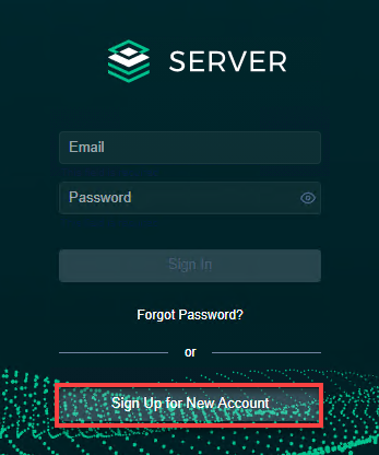 Server Sign Up page.