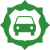 Green icon with a badge and a car on the badge.